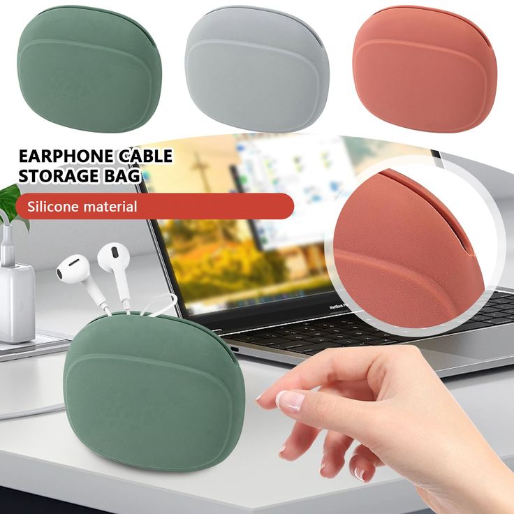 Silicone Headphone Organizer-Data Cable Storage Case-Mini Key Box-Portable Wired Headphone Organizer