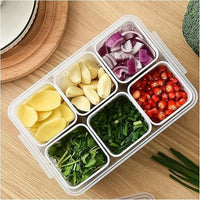 Refrigerator Storage Box 4/6 Compartment Food Vegetable and Fruit Storage Boxs Fridge Organiser Kitchen Storage Containers