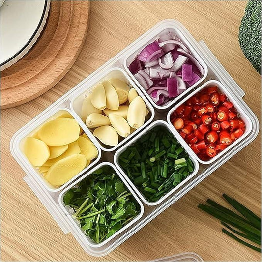 Refrigerator Storage Box 4/6 Compartment Food Vegetable and Fruit Storage Boxs Fridge Organiser Kitchen Storage Containers