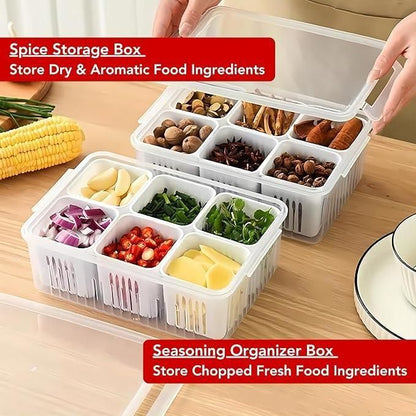 Refrigerator Storage Box 4/6 Compartment Food Vegetable and Fruit Storage Boxs Fridge Organiser Kitchen Storage Containers